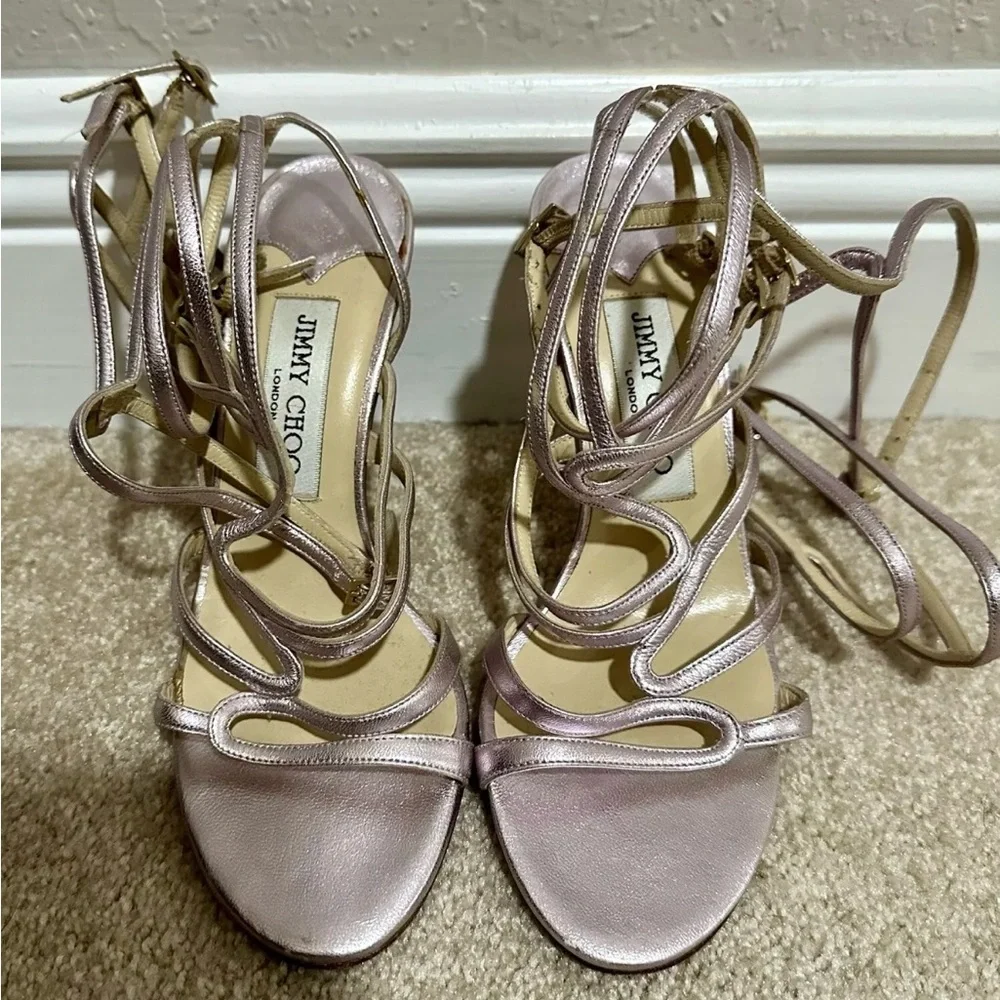 Jimmy Choo Pink Strappy Heels 36 - Picture 3 of 10